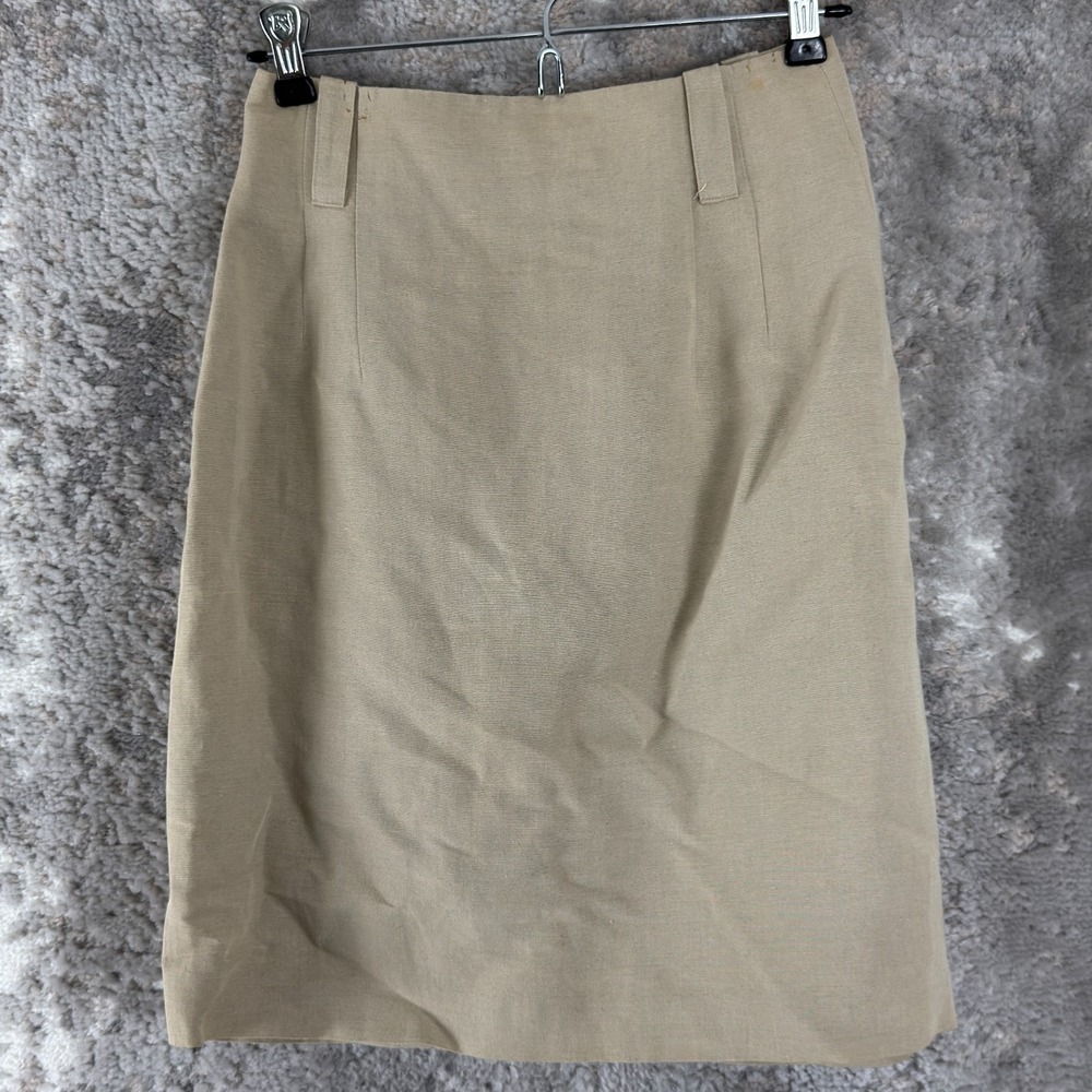 The Limited Size 2 Linen Blend Knee Length Pencil Skirt Beige Zip Career Preppy